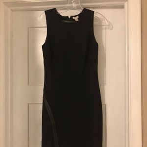 J Crew black dress with leather detail